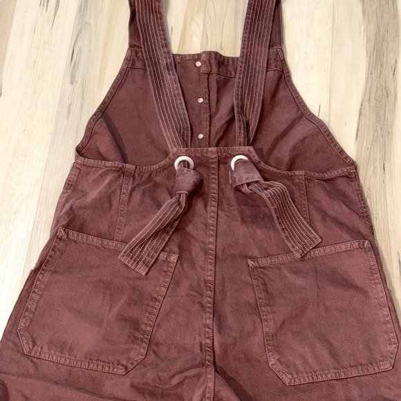 Free People We The Free Fields Of Flowers Wide-Leg Overalls Bib L Mocha $128NWOT - Picture 6 of 11